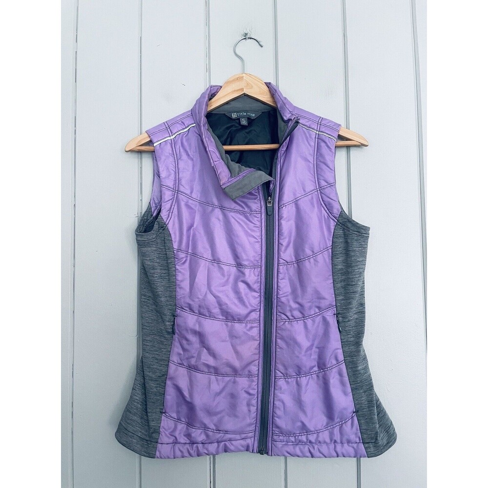 Title Nine Vest S Small Purple Gray Stretch Asymmetrical Full Zip Will Power